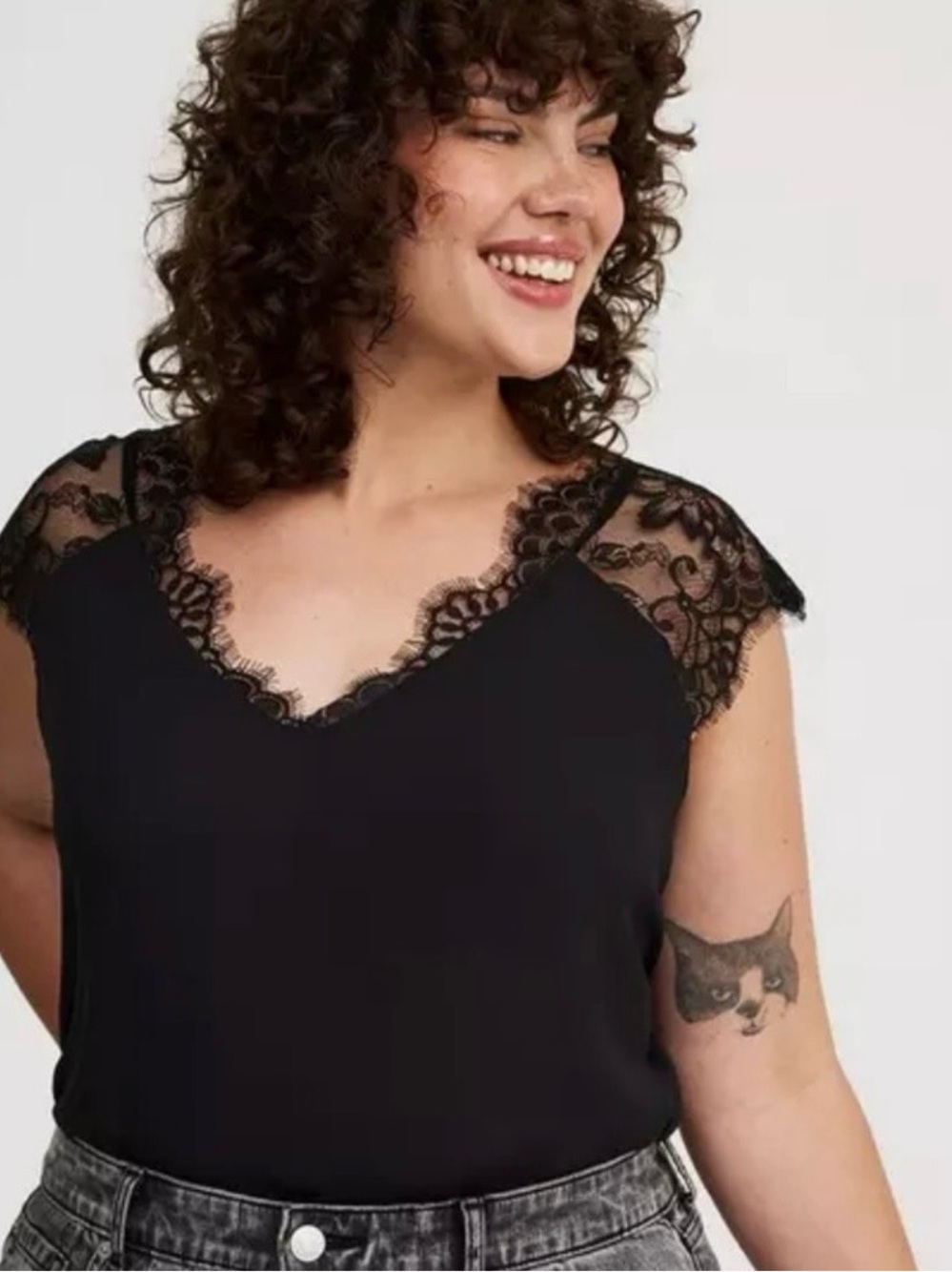 NWT Torrid Black Lace Shoulder Blouse